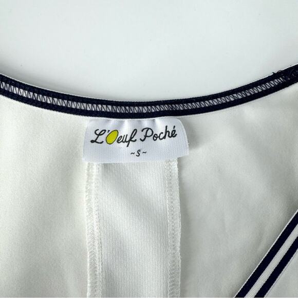 L’Oeuf Poché Baseline Tennis Top and Skort Matching Set White with Navy Trim Sm - Picture 6 of 15